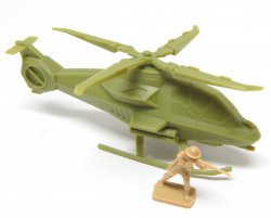 Modern Sci-Fi Style HO Scale Green Plastic Attack Helicopter