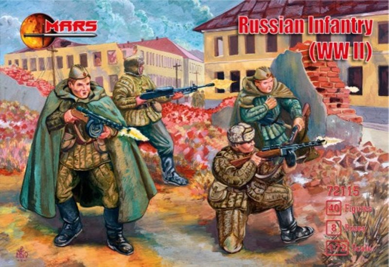 Image 0 of Mars 1/72 WWII Russian Infantry Soldiers Set 72115