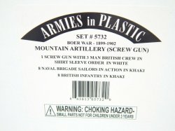 Armies In Plastic 1/32 Boer War Mountain Artillery 1898 To 1900 Combo Set 5732