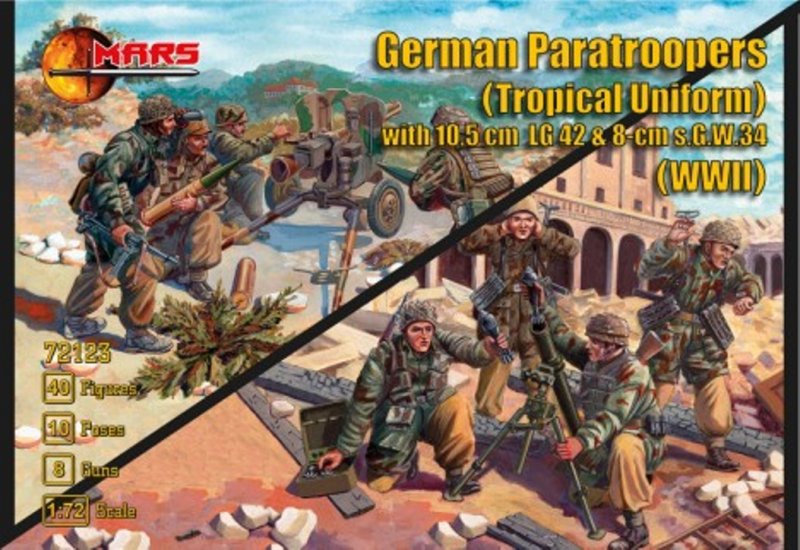 Image 0 of Mars 1/72 World War II German Paratroopers Tropical Uniform w/ Guns Set 72123