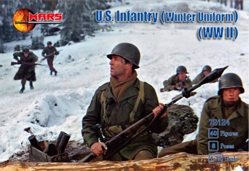 Image 0 of Mars 1/72 WWII U.S. Infantry Winter Uniform Plastic Soldiers Set 72124 