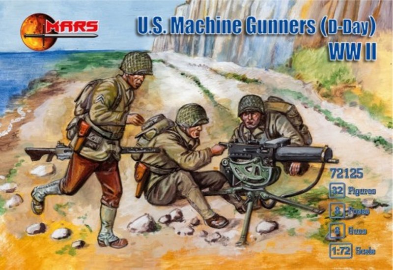 Image 0 of Mars 1/72 WWII U.S. Machine Gunners D-Day Plastic Soldiers Set 72125 