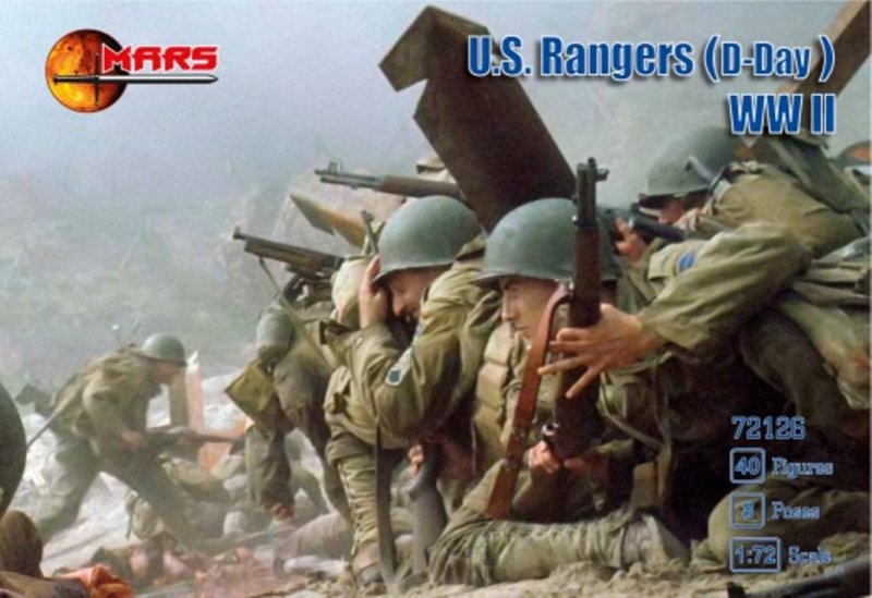 Image 0 of Mars 1/72 WWII U.S. Army Rangers D-Day Plastic Soldiers Set 72126