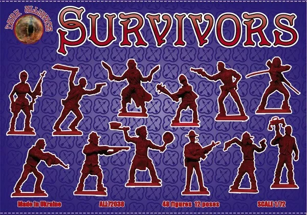 Image 0 of Dark Alliance 1/72 Scale Zombie Survivors Plastic Figures Set 72038