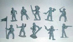 Marx 45mm Cavalry And Pionners Set 25 Figures Grey