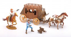 New Ray Plastic Western Stagecoach With Figures Set