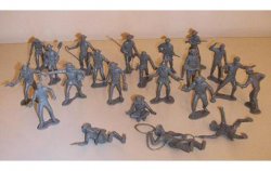 tan Marx reissue cowboys 54mm lt trappers 3 horses miners set of 32 fig's 