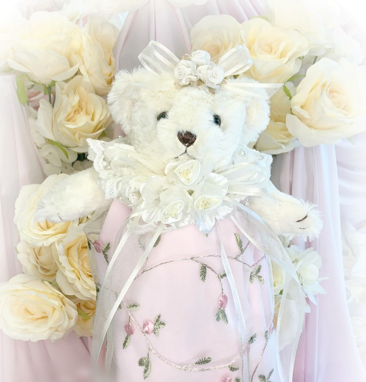 Image 1 of Embroidered Roses Romantic Victorian Teddy Bear