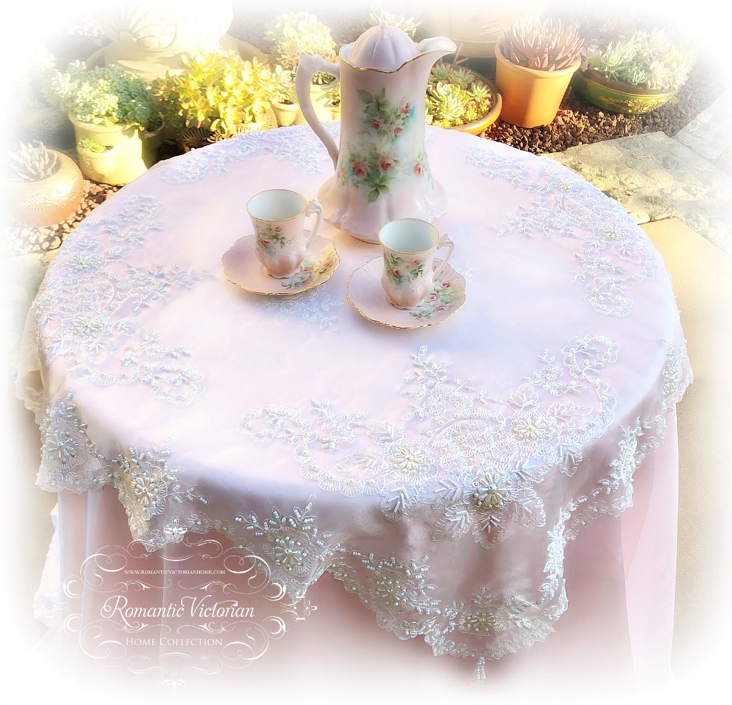 Image 2 of Romantic Victorian Tea Table Beaded Topper