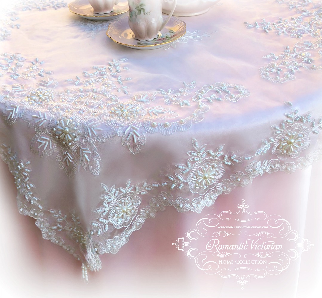 Image 3 of Romantic Victorian Tea Table Beaded Topper