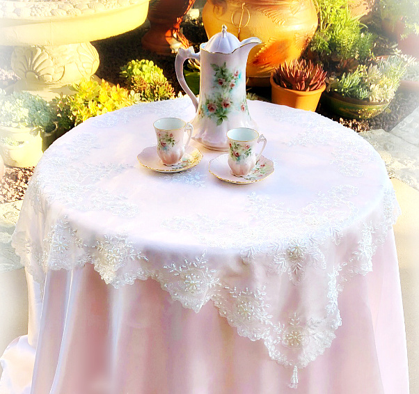 Image 1 of Romantic Victorian Tea Table Beaded Topper