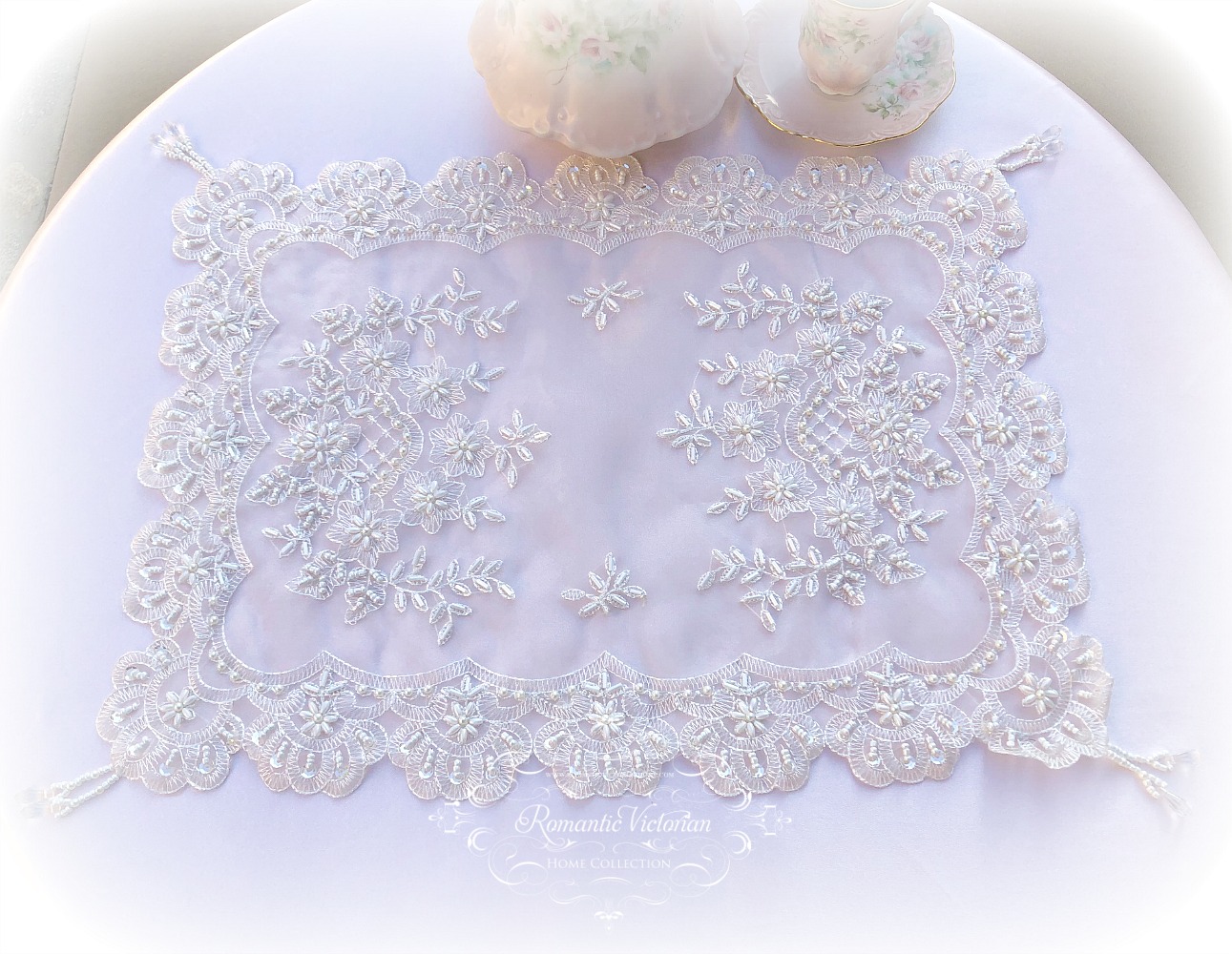 Image 2 of Romantic Victorian Beaded Table Placemat