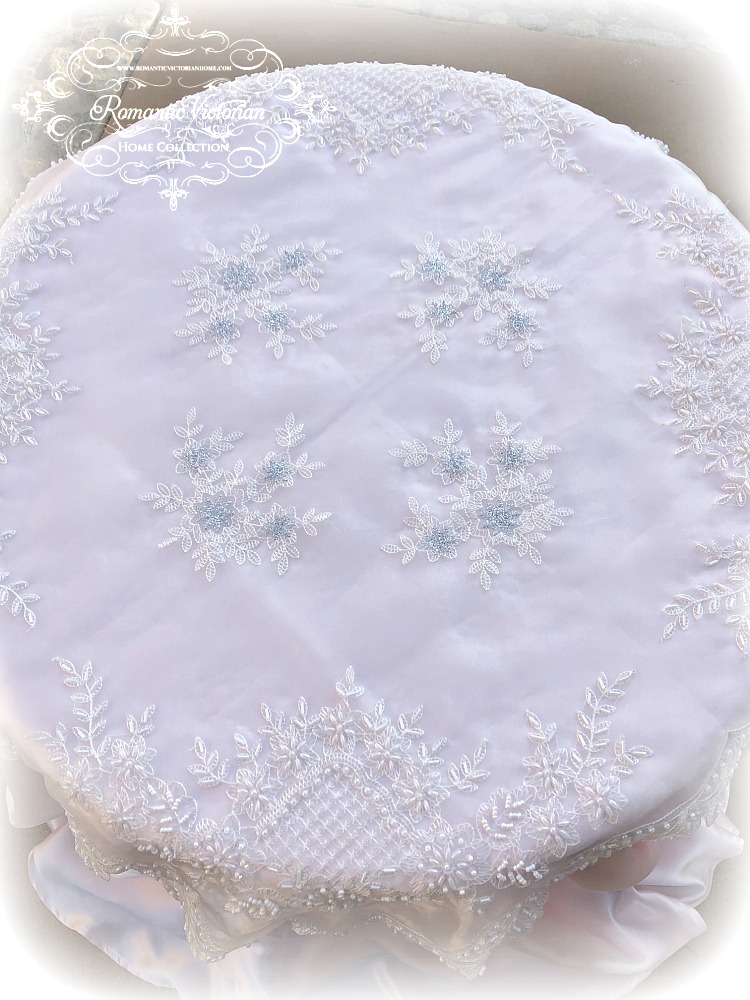 Image 2 of Romantic Victorian Tea Table Beaded Topper with Silver Accent