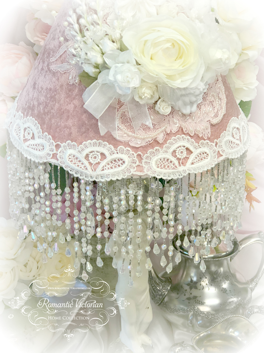 Image 3 of Antique Rose Cherub Silk Velvet Lamp Shade