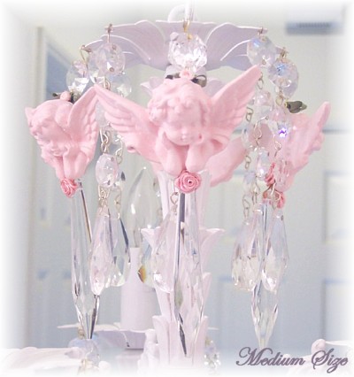 Medium Pink Cherub Chandelier Charms