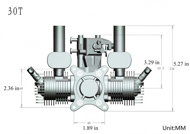 Image 7 of Stinger 30cc TWIN Cylinder Gas Engine 