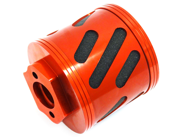 Image 1 of Rovan CNC Baja Alloy Angled Foam Air Filter Kit (red-orange)