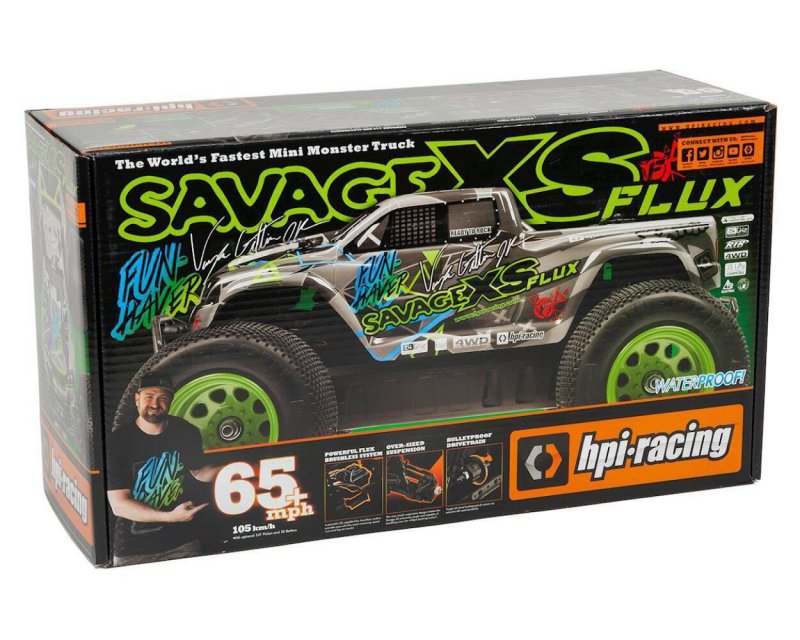 Image 13 of HPI Savage XS Flux Vaughn Gittin Jr RTR Mini Monster Truck 4WD Free lipo