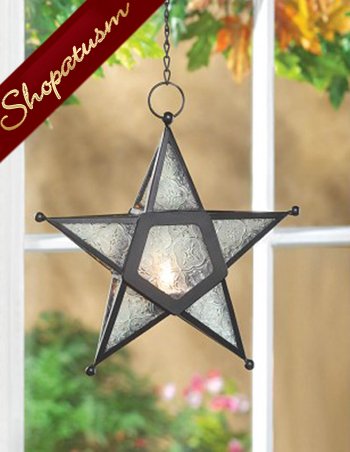 Clear Glass Star Hanging Candle Lantern