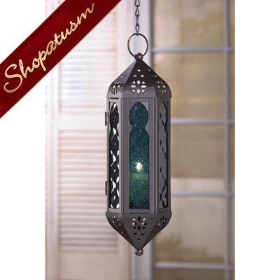 Image 0 of Exotic Ocean Blue Moroccan Style Serenity Hanging Lamp