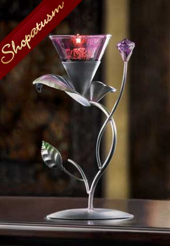 12 Centerpiece Elegant Purple Lilac Lily Floral Candle Holder