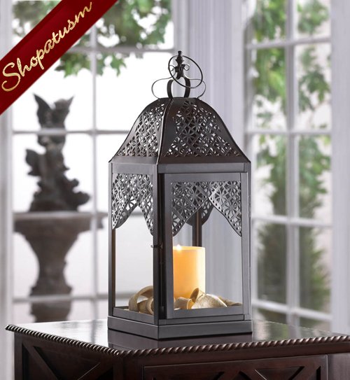 36 Candle Lanterns Black Large Centerpieces Elegant Filigree Steeple