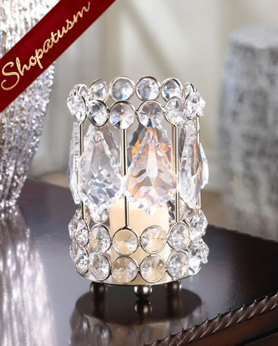 10 Candle Holders Crystal Gems Centerpieces Silver Metal Accent