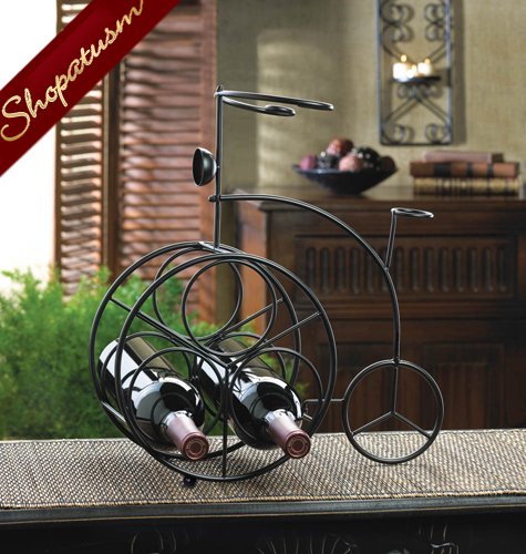 Black Iron Decorative Bicycle Tabletop Wine Rack