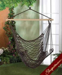 Espresso Rope Woven Hanging Garden Hammock Chair
