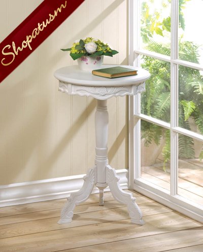 Mini Rococo White Accent Table Decorative Side Table