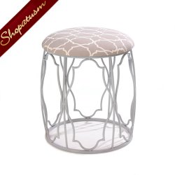 Moroccan Inspired Stool with Exotic Geometric Patterns Cushion