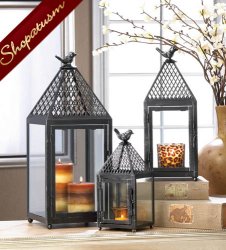 60 Centerpieces Black Bird Candle Lanterns Wholesale Small Shabby Distressed 