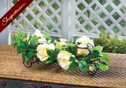 48 White Floral Wedding Centerpieces Votive Glass Cups Candle Holder Black Metal