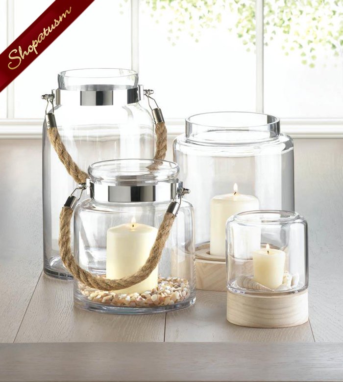 48 Whole Small Glass Hurricane Lanterns Rope Handle Wedding Centerpieces 48 Whole Small Glass Hurricane, Rope Handle Hurricane Lamp