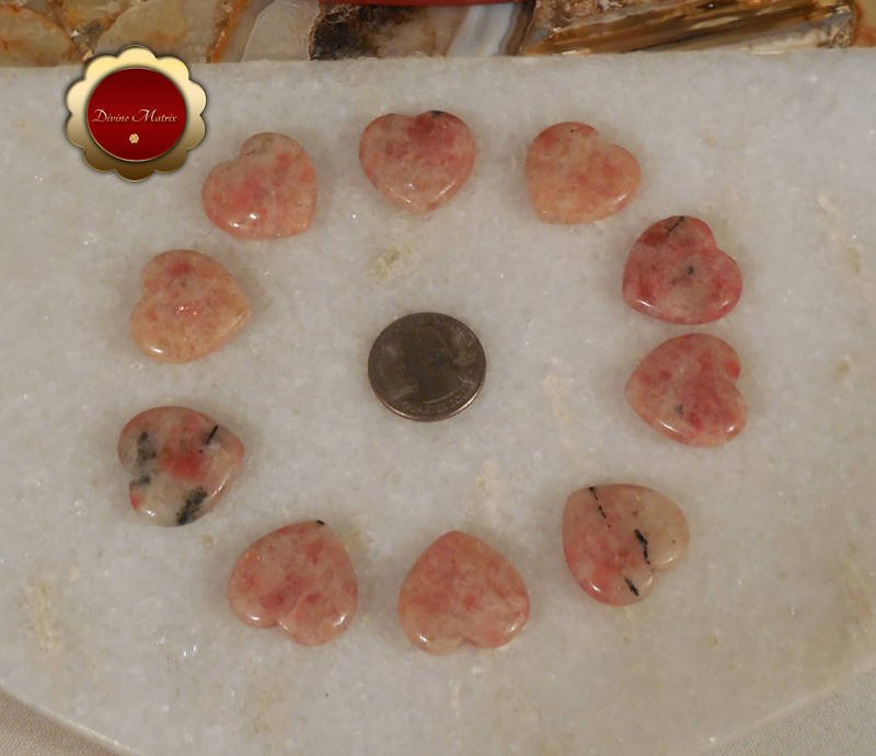 Image 1 of Mini Sunstone Heart Gemstone Pocket Hearts Sacral Chakra Good Luck Stone