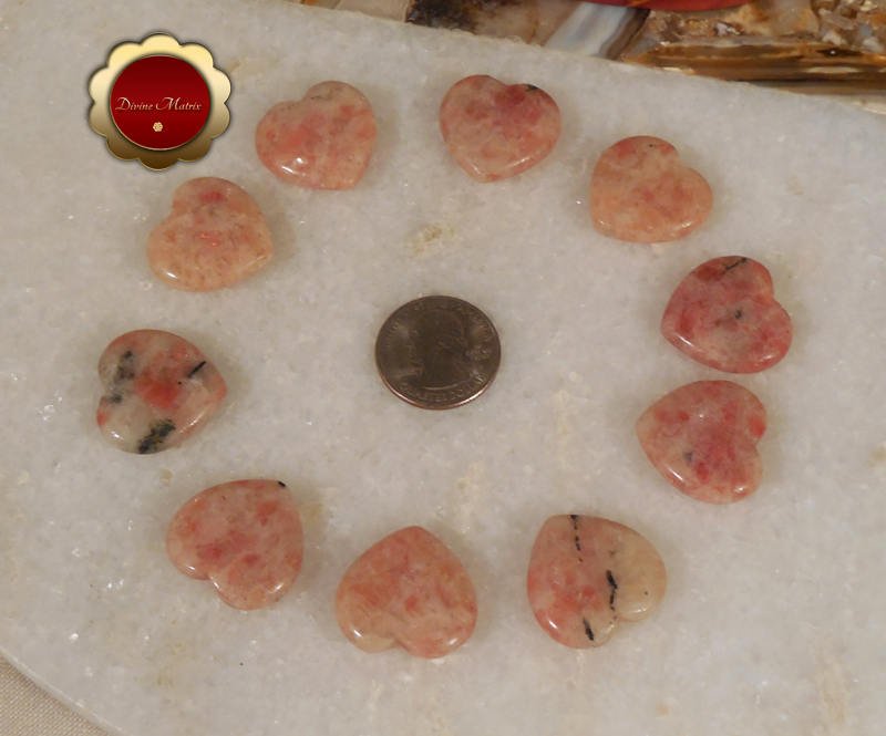 Image 2 of Mini Sunstone Heart Gemstone Pocket Hearts Sacral Chakra Good Luck Stone