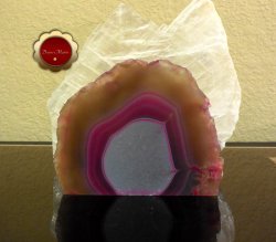 Pink Agate Slice Dyed Fuchsia Decorative Display Piece