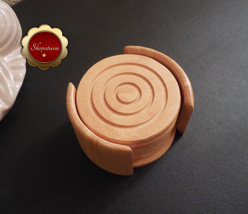 Image 2 of Kamenstein Hardwood 7 Piece Wood Coaster Set