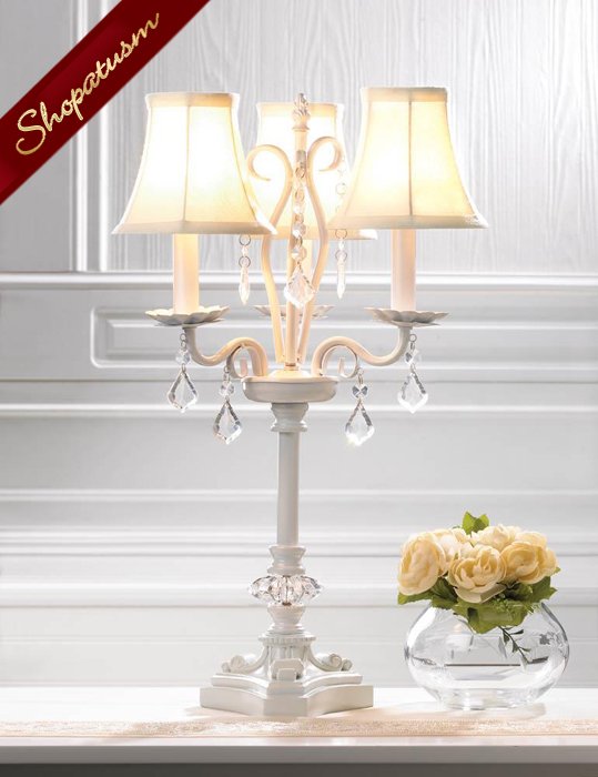white chandelier table lamp