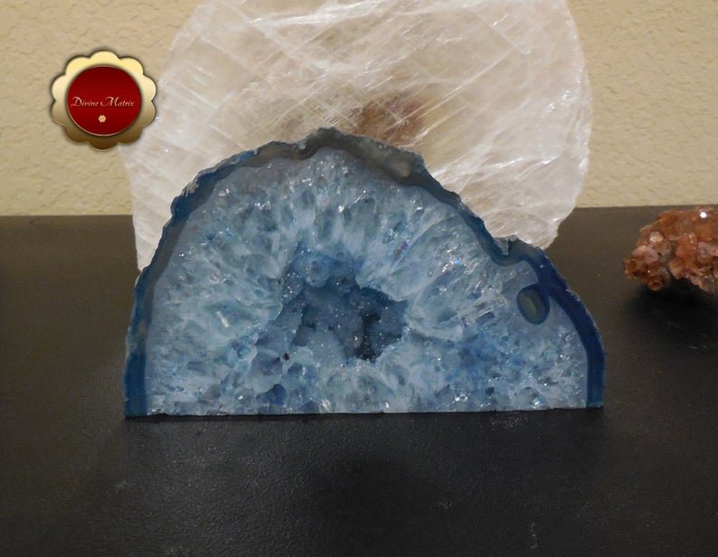 Blue Agate Geode, Blue Agate Quartz Druzy, Brazilian Quartz Agate