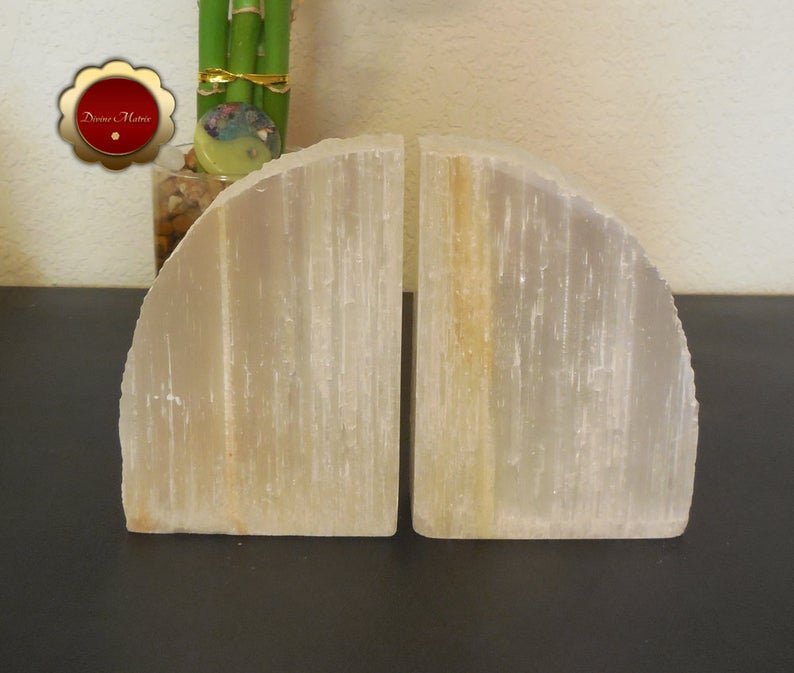 Image 4 of Large Selenite Bookends, Selenite Cleansing Slabs, Rustic Bookends