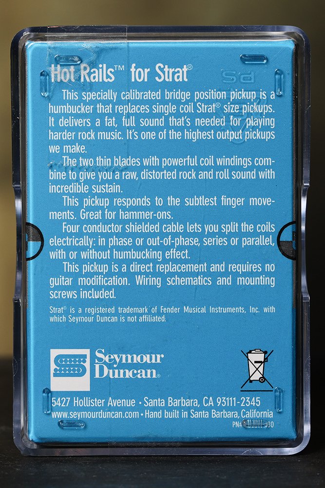 Image 1 of Seymour Duncan SHR-1b Hot Rails Strat BRIDGE Pickup BLACK - Fender Stratocaster