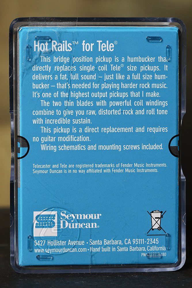 Image 1 of Seymour Duncan STHR-1 Hot Rails Tele Telecaster Bridge Lead Pickup BLACK - NEW