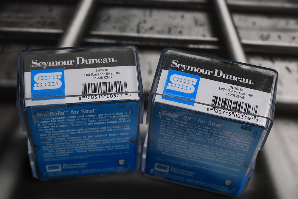 Image 2 of Seymour Duncan Hot Rails & Little 59 Strat Pickup Set BLACK SHR-1b SL59-1n