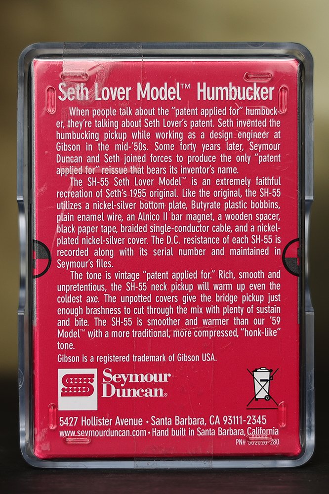 Image 1 of Seymour Duncan SH-55b Seth Lover Humbucker Pickup Bridge Nickel Single Conductor