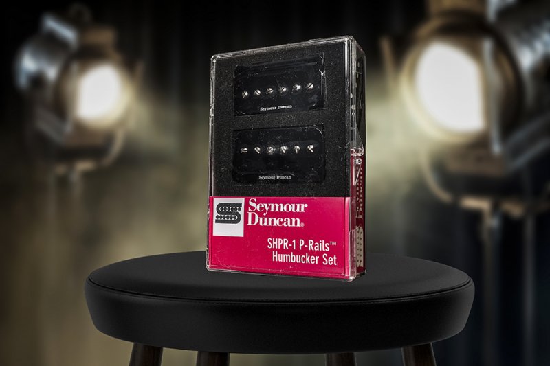 Image 0 of Seymour Duncan P-Rails Pickup Set SHPR-1b Bridge & SHPR-1n Neck HOT Black P-90