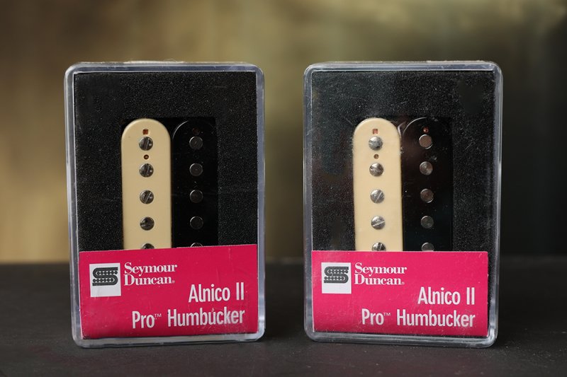 Image 0 of Seymour Duncan APH-1 Alnico II Pro Neck & Bridge Pickup Set Zebra Humbucker