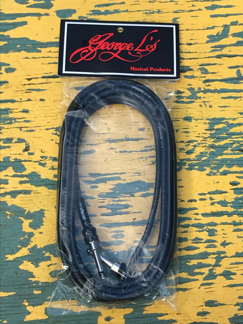 Image 0 of George L's 15' .225 Guitar Bass Cable BLACK Right Angle / Straight