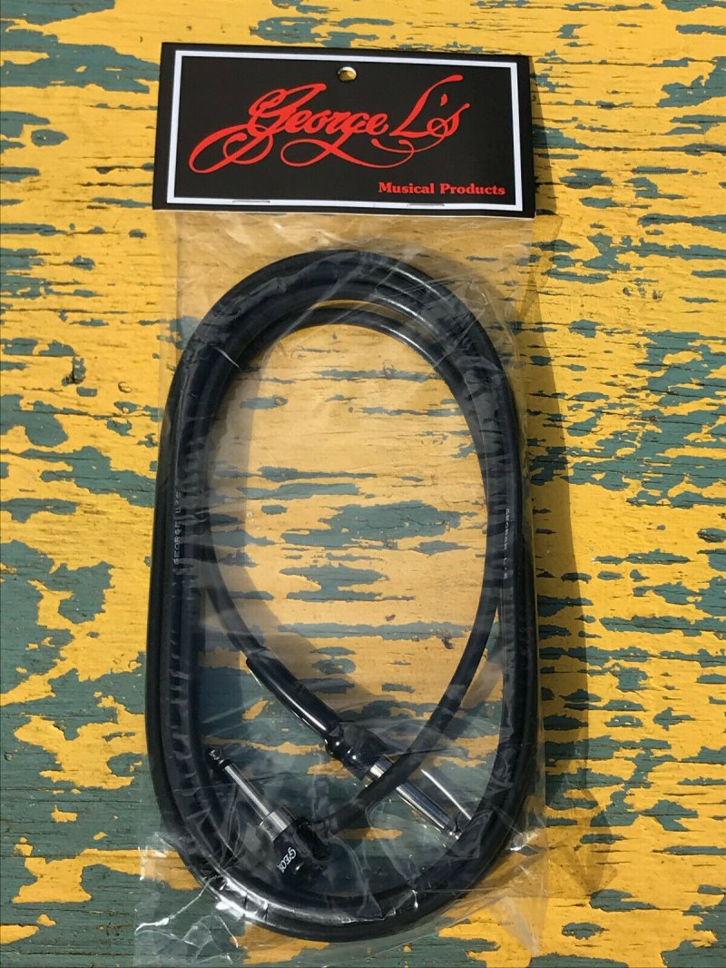 Image 0 of George L's 10' .225 Guitar Bass Cable BLACK Right Angle / Straight