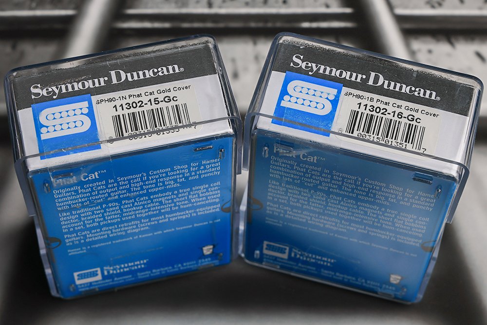 Image 2 of Seymour Duncan SPH90-1 Phat Cat GOLD Pickup Set P-90 for Humbucker Bridge/Neck
